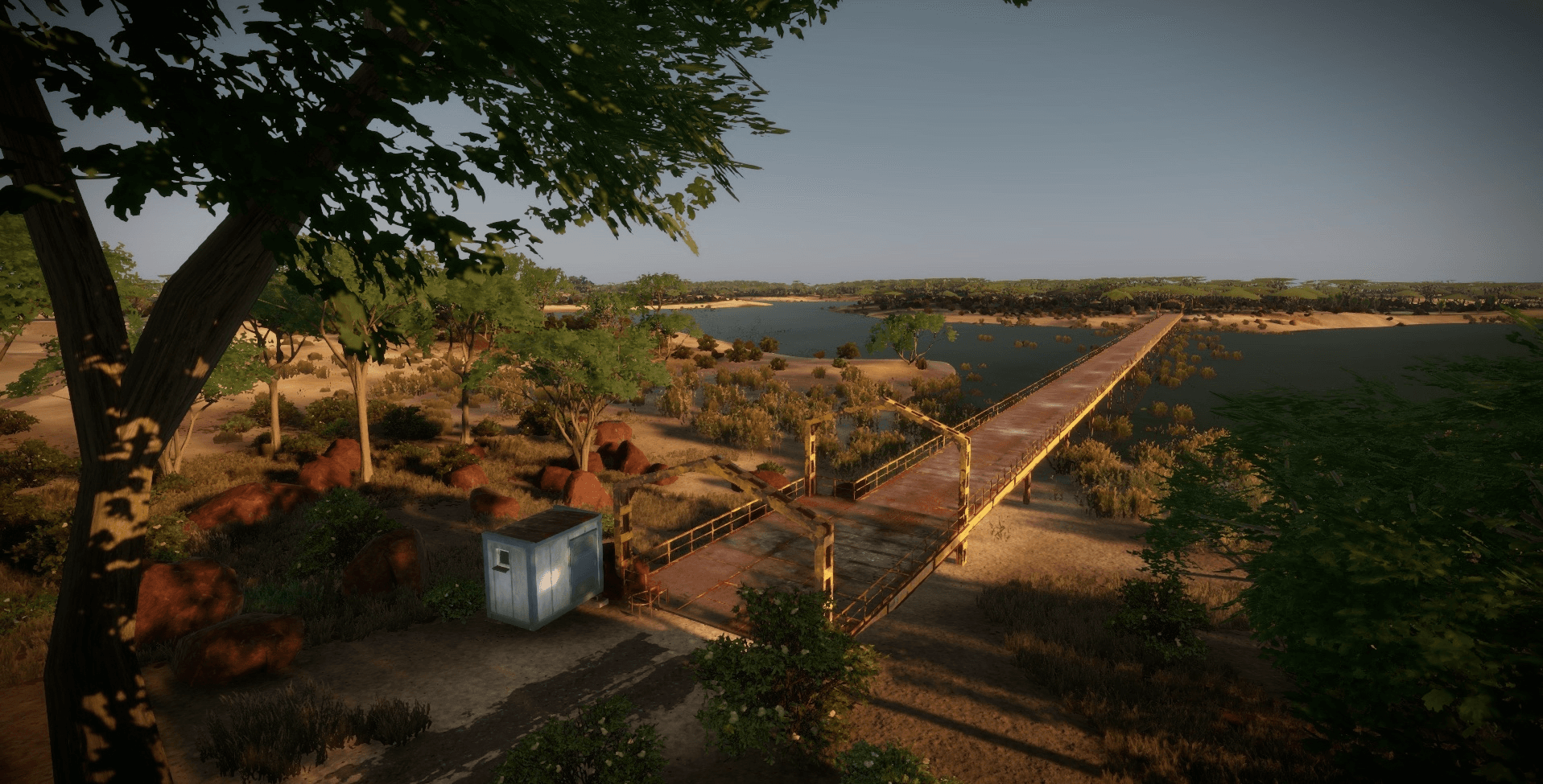 Pontoon bridge crossing