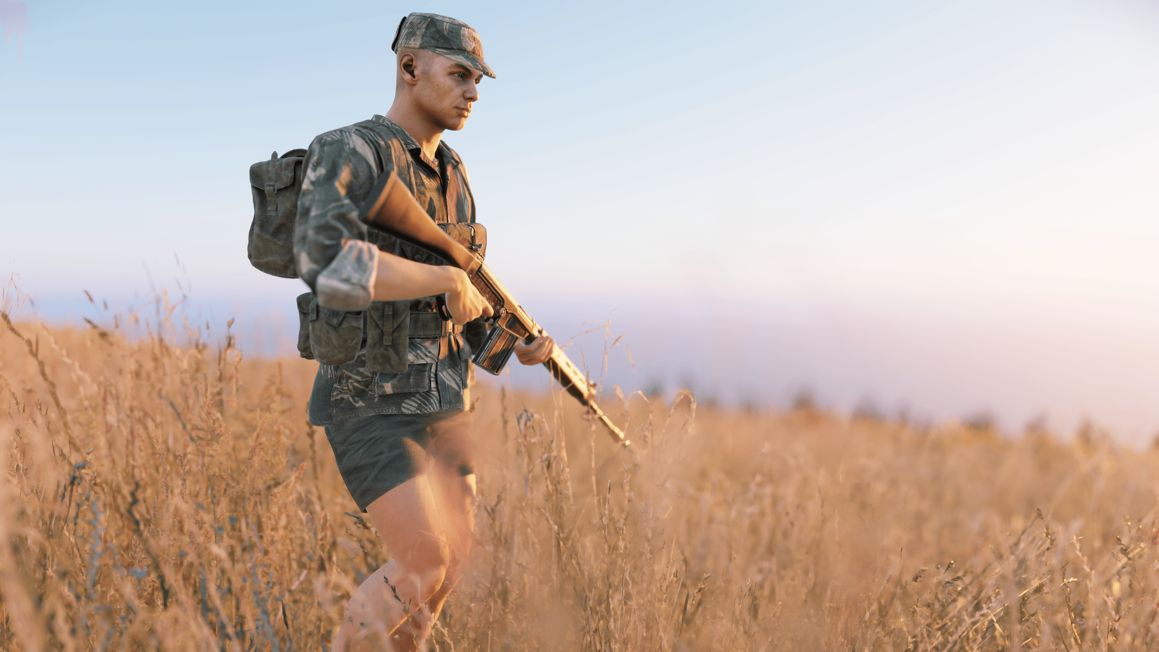 Scout moving through tall grass